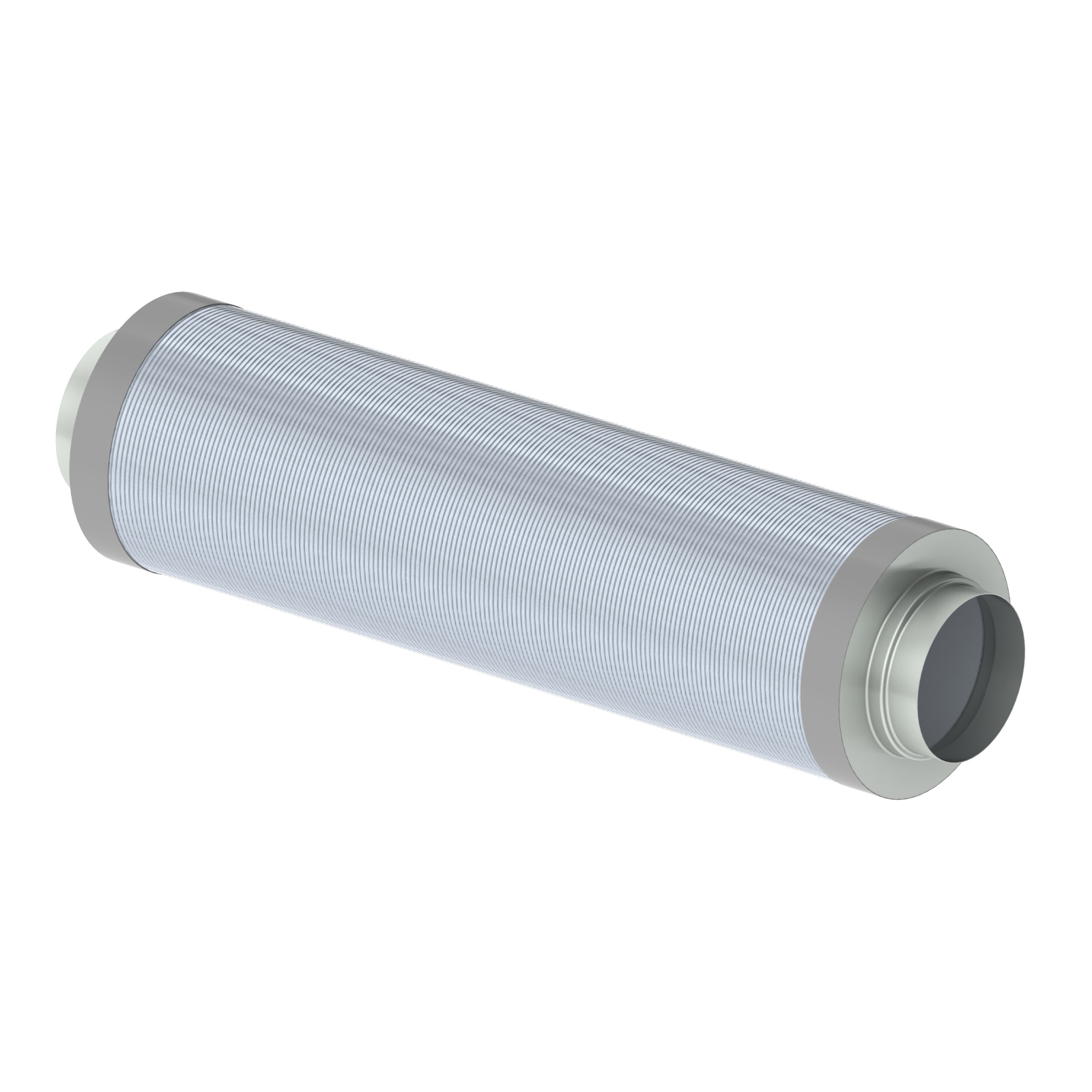 Zehnder_CSY_ComfoSilence flexible attenuator DN180 Rendering Zehnder ComfoSilence Flex Comfortable indoor ventilation Angled view