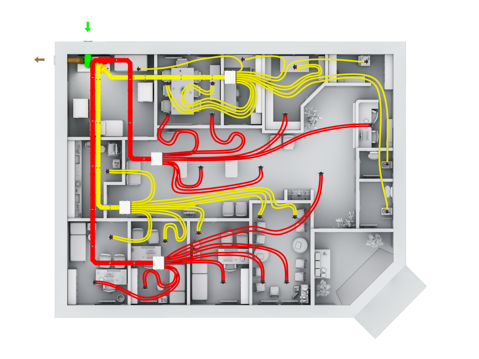 Zehnder_Caladair_CSY_Silvertop_Airdistribution_MedicalClinic_Cutout_top Rendering Zehnder Silvertop Comfortable indoor ventilation Top view